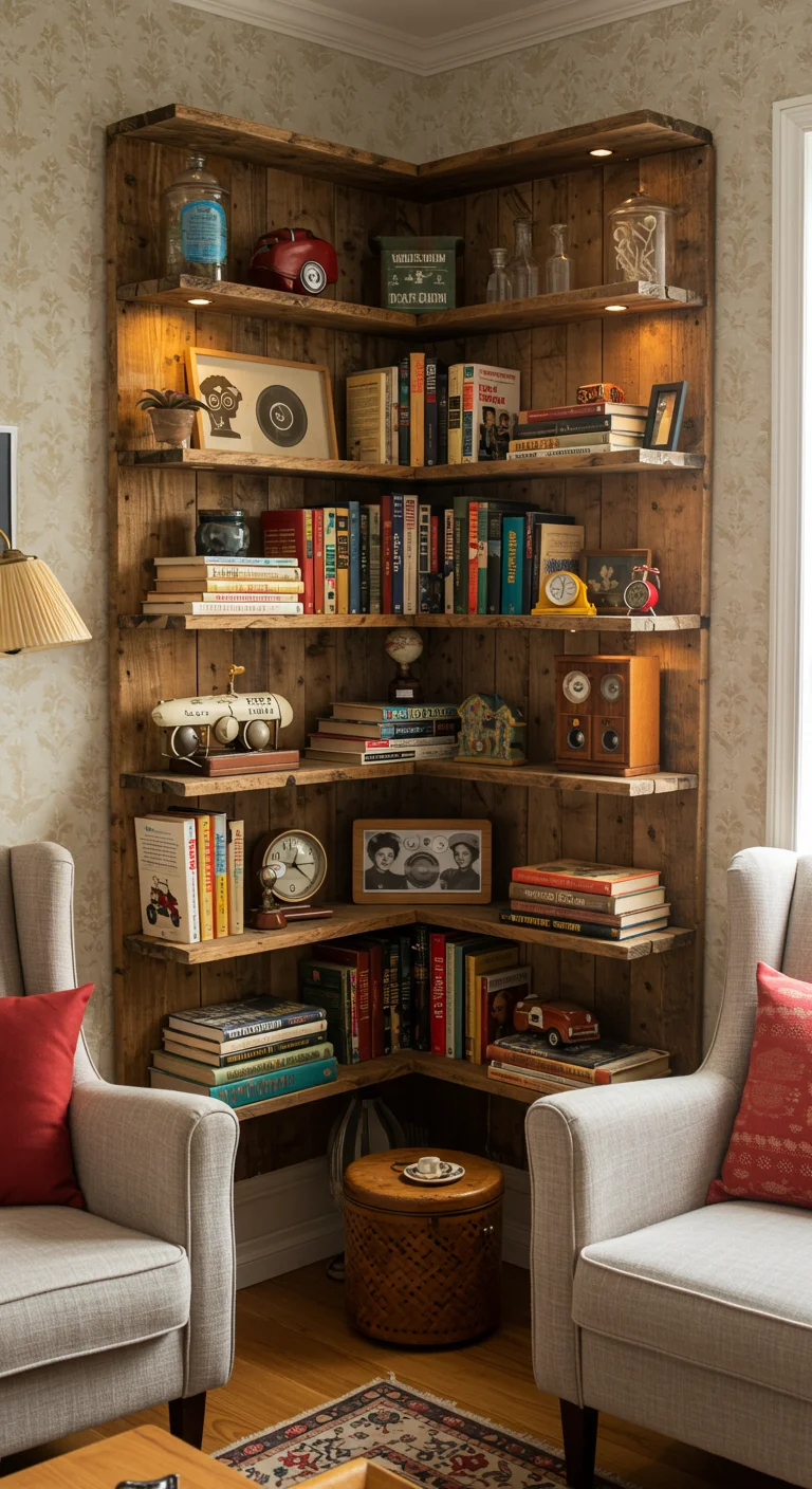 11. Vintage Vibes: Retro Corner Shelving Ideas