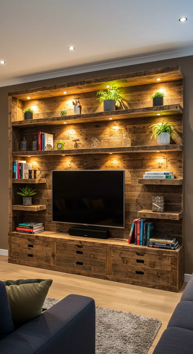 2. Rustic Charm: Bookshelves That Blend Woodwork with Technology