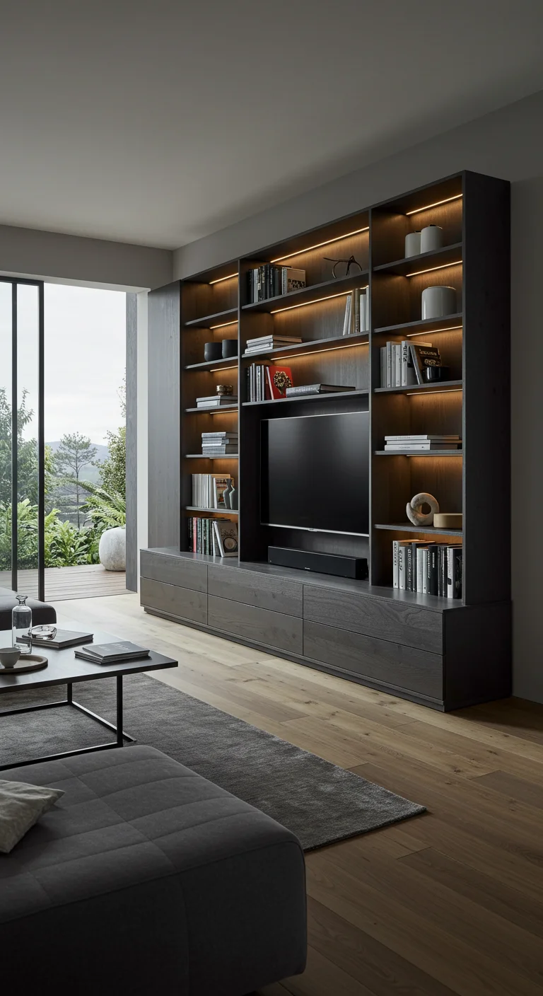 3. The Multi-Function Marvel: Shelving Units with Hidden TVs