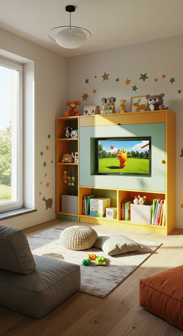 10. Family-Friendly Features: Interactive Bookshelves with Kid-Safe TVs
