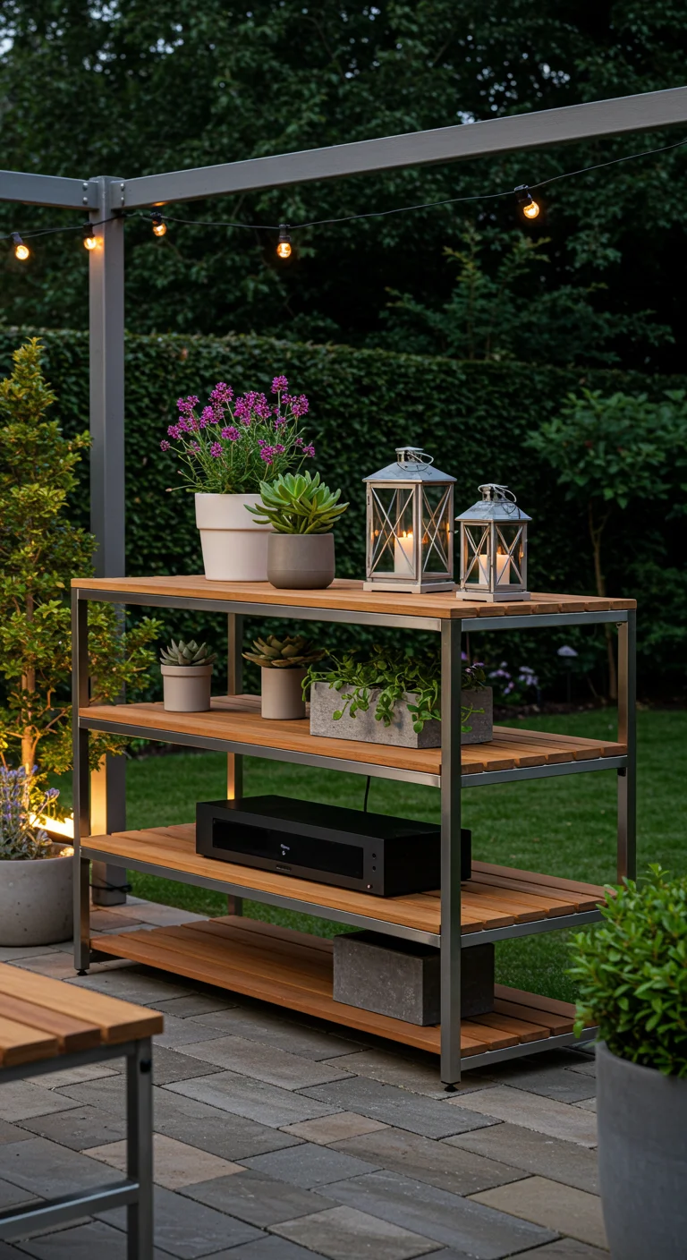 11. Outdoor Oasis: Weatherproof Shelves for Patios and Gardens