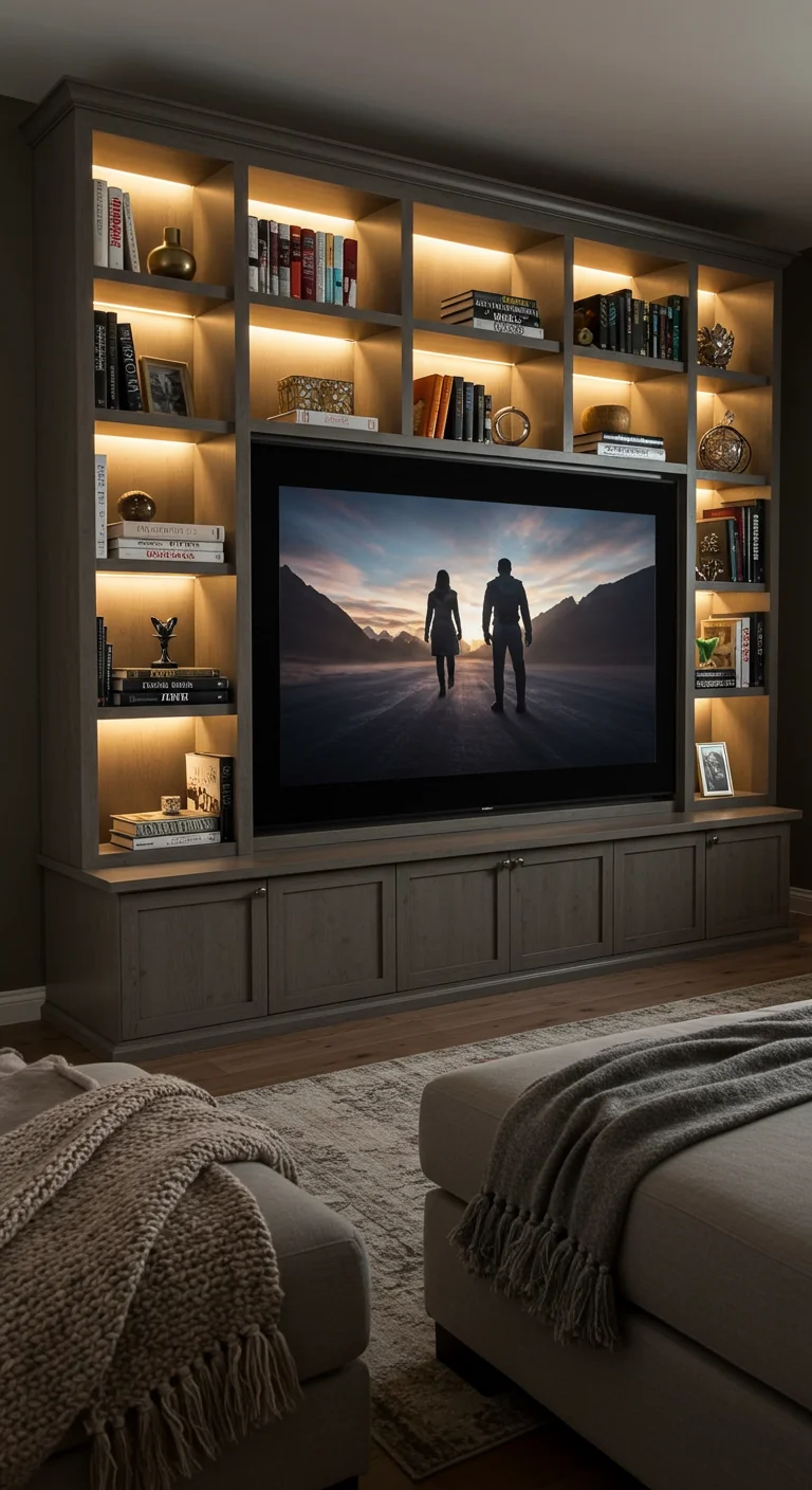 12. Cinematic Experiences: Bookshelves Designed for Home Theaters