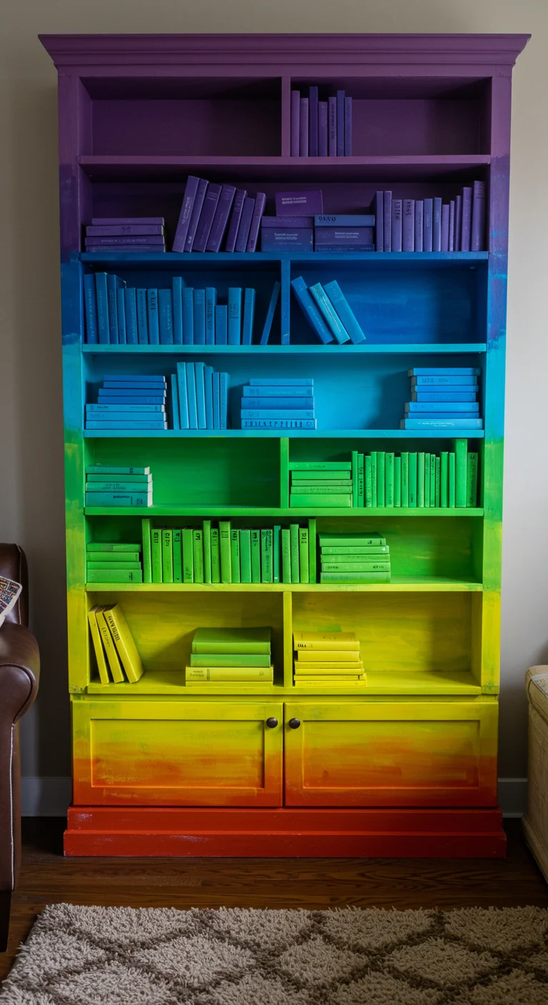 2. Rainbow Dreams: A Colorful Gradient Bookshelf