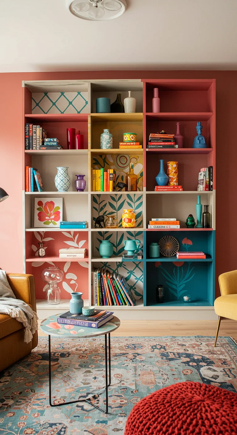 14. Functional Art: Painted Shelves That Double as Decor