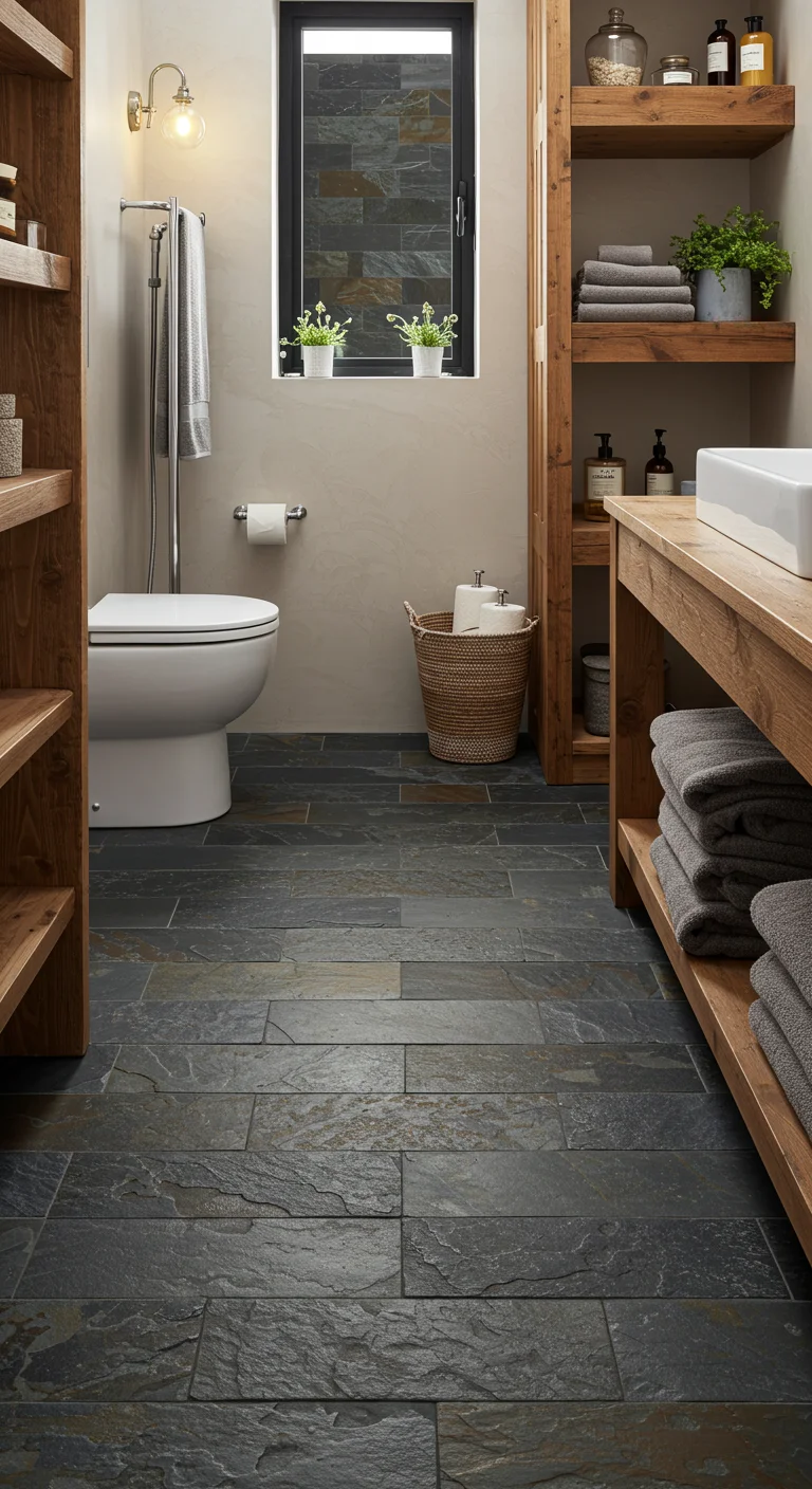15. Rugged Slate: A Rustic Vibe for Small Spaces