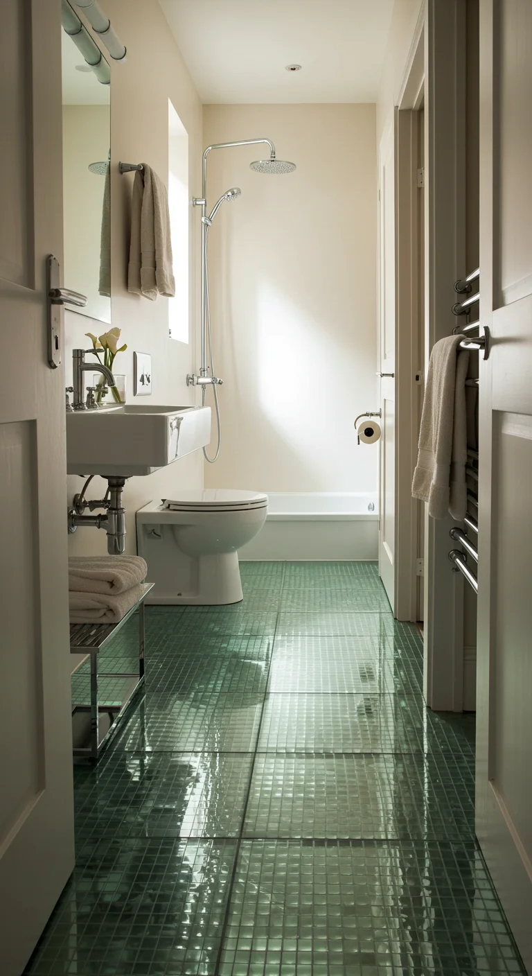 23. Glass Tiles: Reflective Elegance for Small Spaces