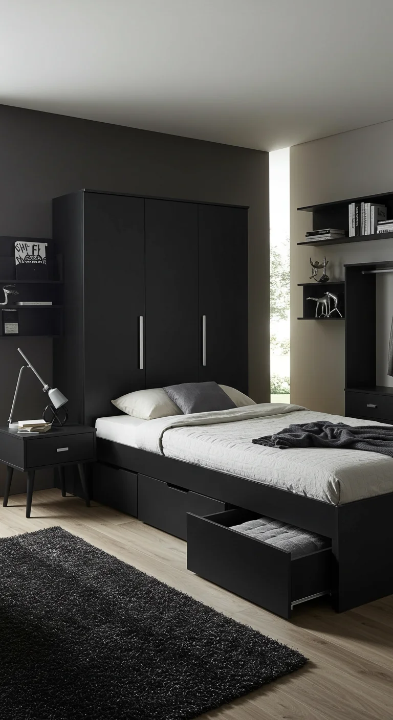 16. Smart Storage Solutions: Functional Black Furniture Ideas