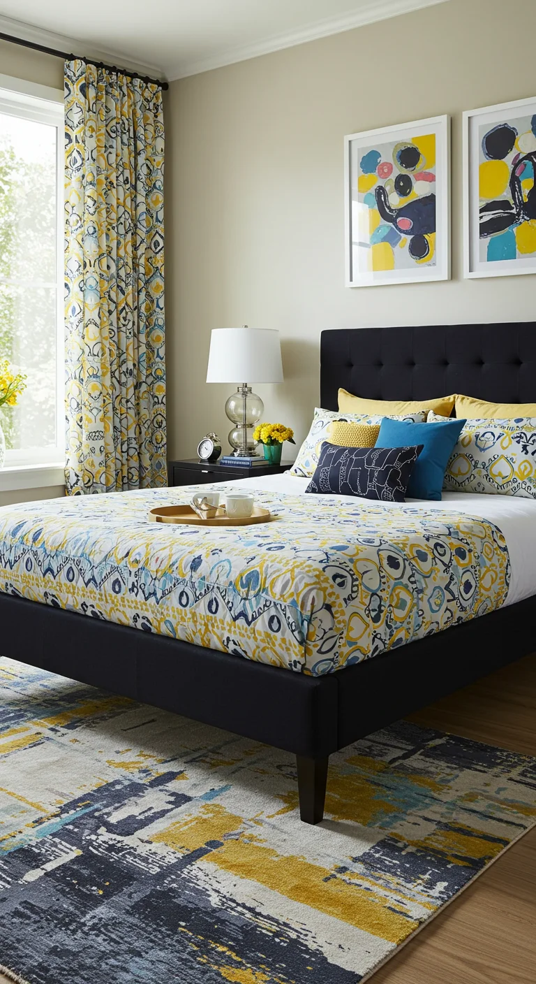 18. Bold Patterns: Combining Black Furniture with Graphic Textiles