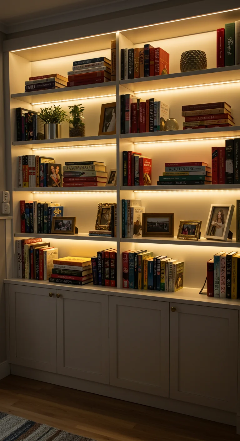 12. Light it Up: Illuminated Bookshelves for Ambiance