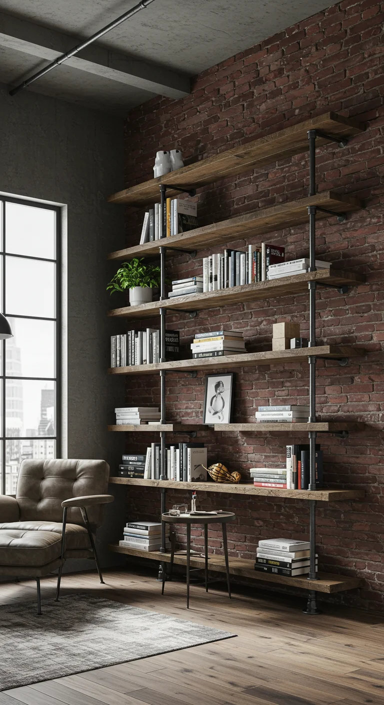 15. Urban Chic: Industrial-Style Built-Ins