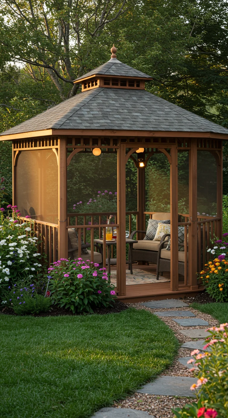 6. Enclosed Serenity: Screened Gazebos for Bug-Free Relaxation
