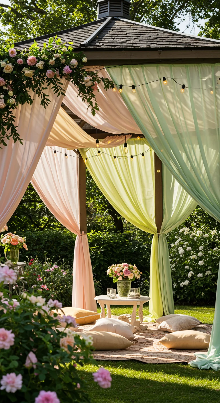 9. Flowing Fabrics: Draped Canopies for a Soft Touch