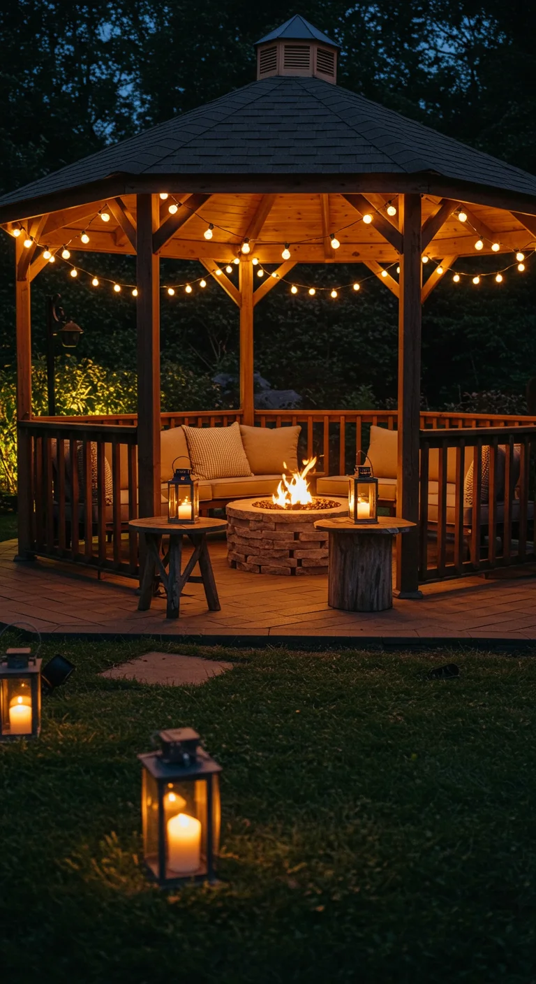 10. Lighting the Night: Gazebo Ideas for Evening Ambiance