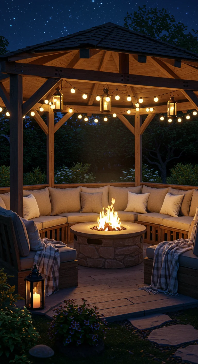 12. Fire Pit Friendly: Gazebos Designed for Cozy Gatherings