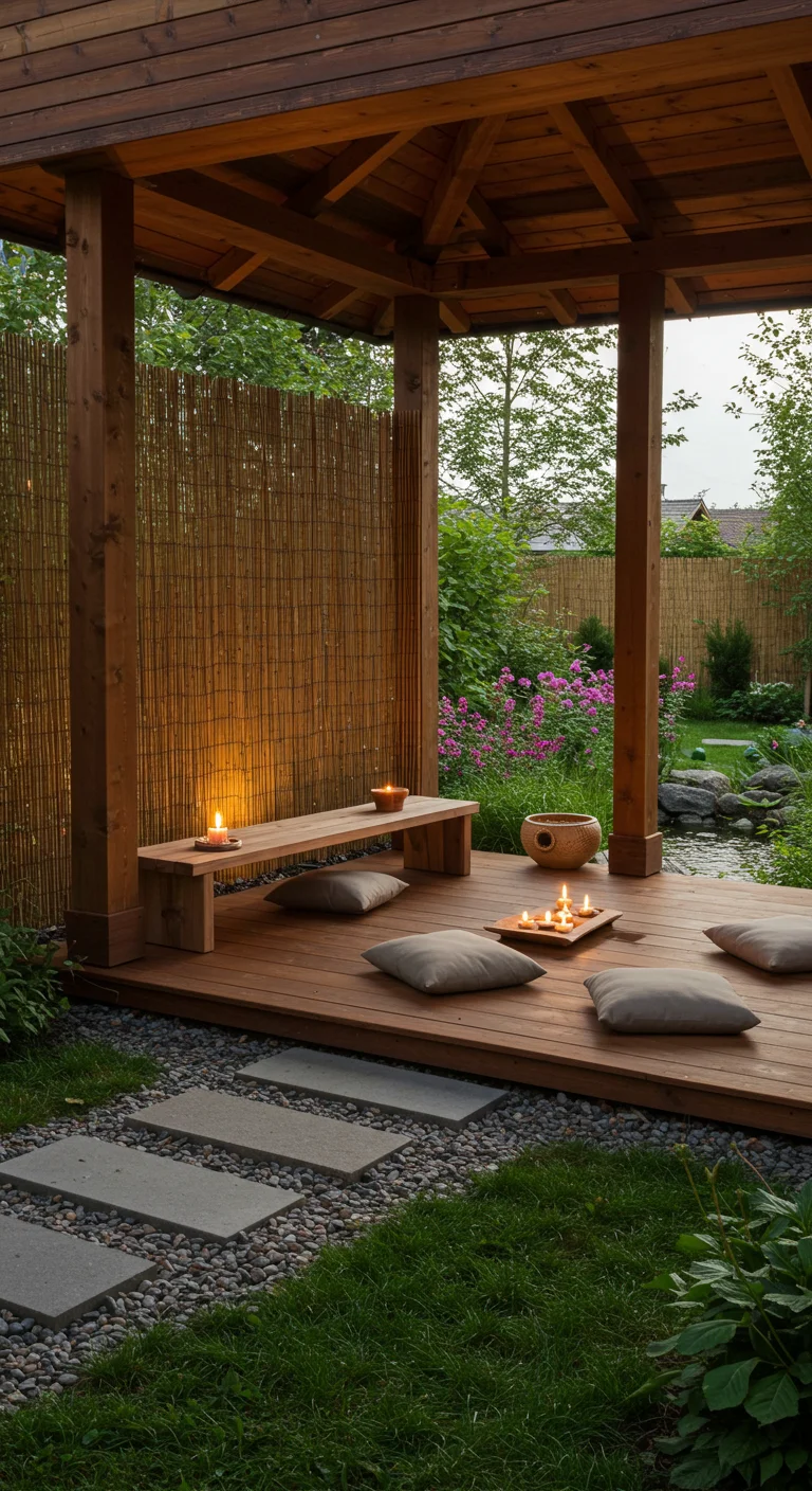 13. Zen Retreat: Minimalist Gazebo Ideas for Meditation Spaces
