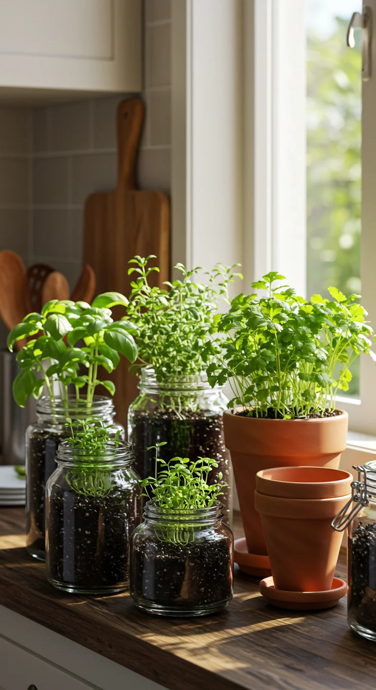 4. Herbs in a Jar: Spice Up Your Kitchen Garden