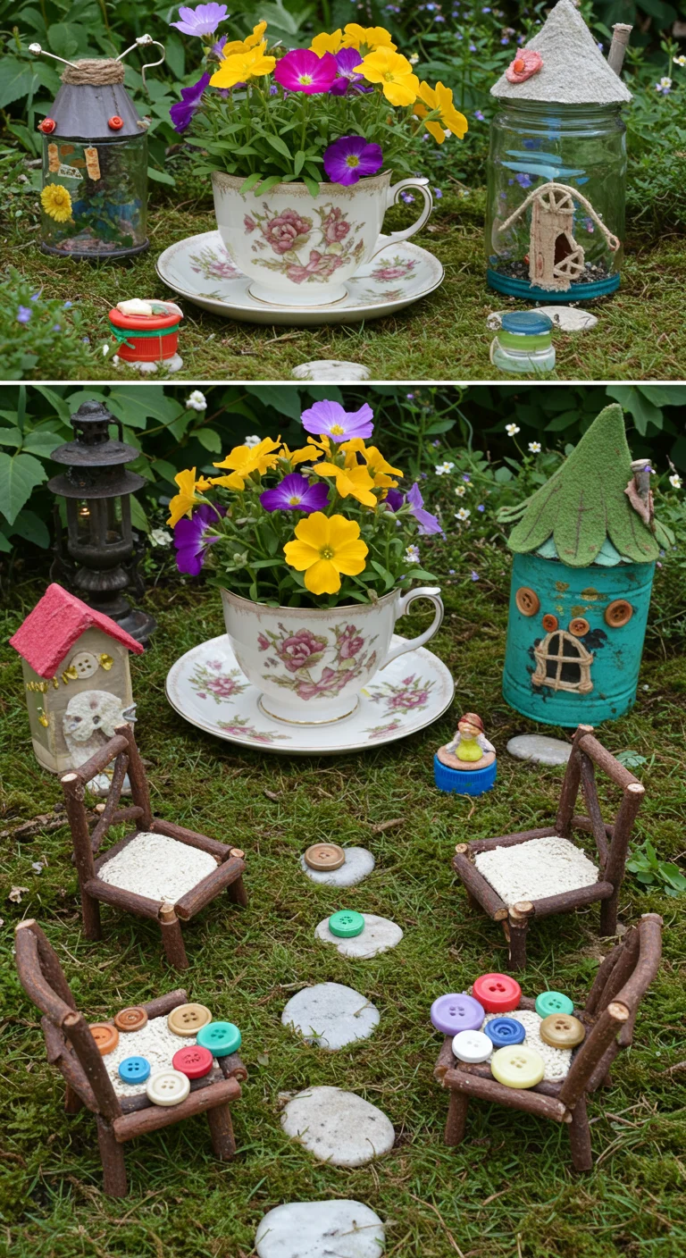 11. Recycled Treasures: Upcycle Items into Fairy Garden Decor