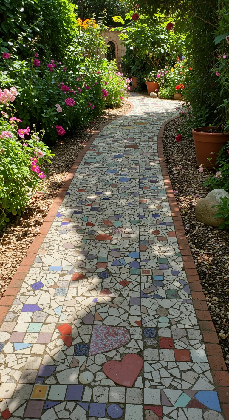 4. Whimsical Touch: Mosaic Tile Pathways to Inspire