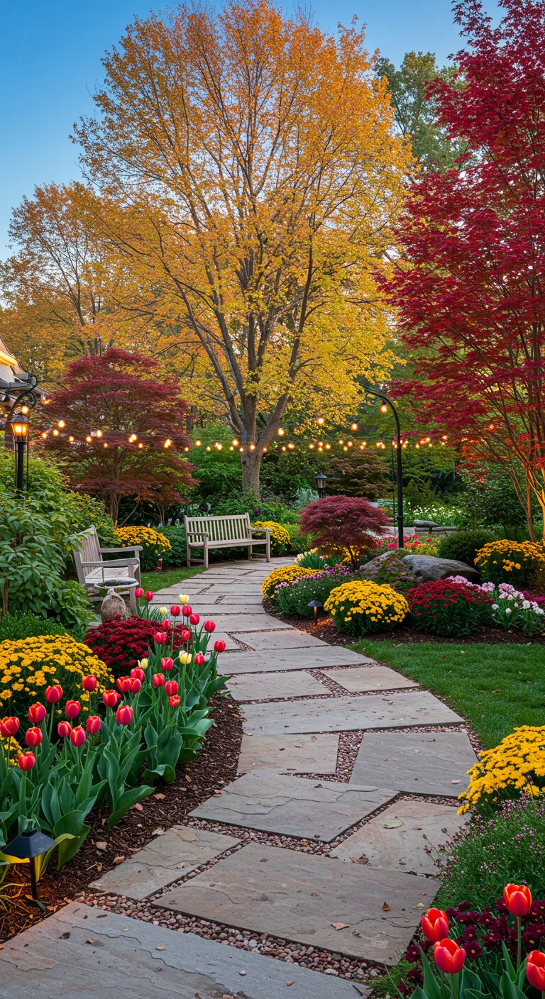 13. Seasonal Splendor: Walkway Designs That Celebrate Nature's Changes