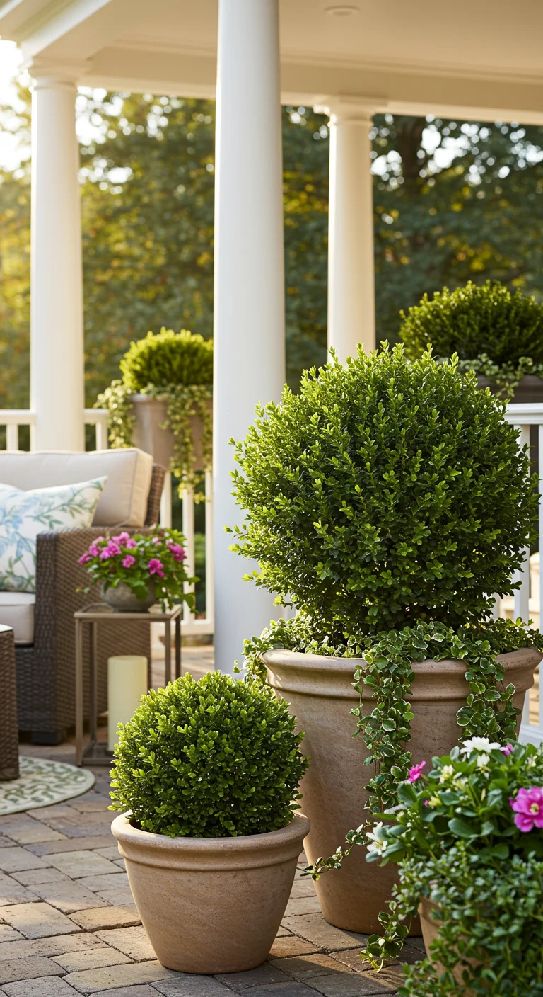 8. Container Gardening: Boxwood on Patios and Porches