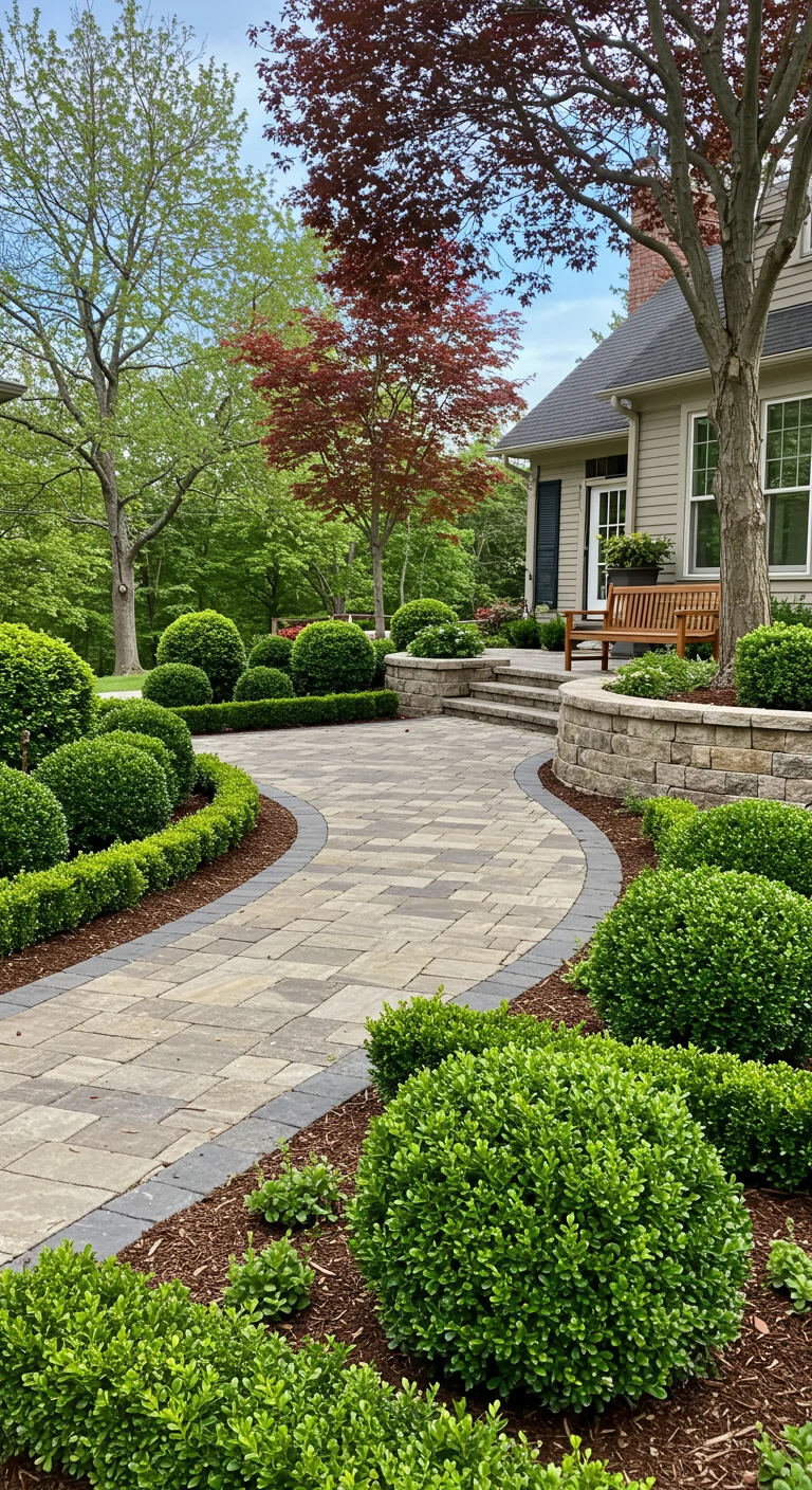 11. Rustic Charm: Incorporating Boxwood with Natural Stone