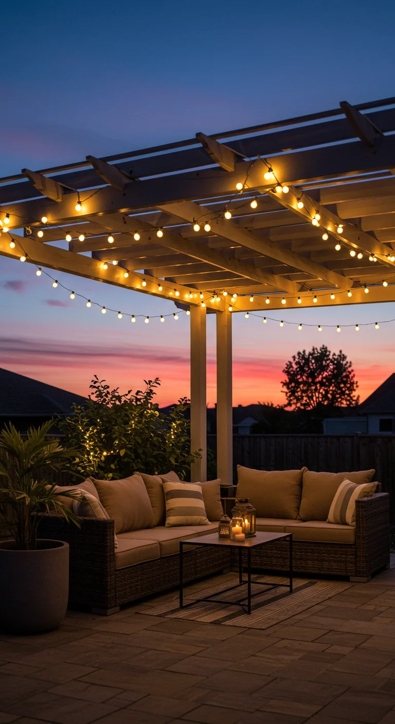 Charming Pergola: String Lights for an Enchanting Ambiance
