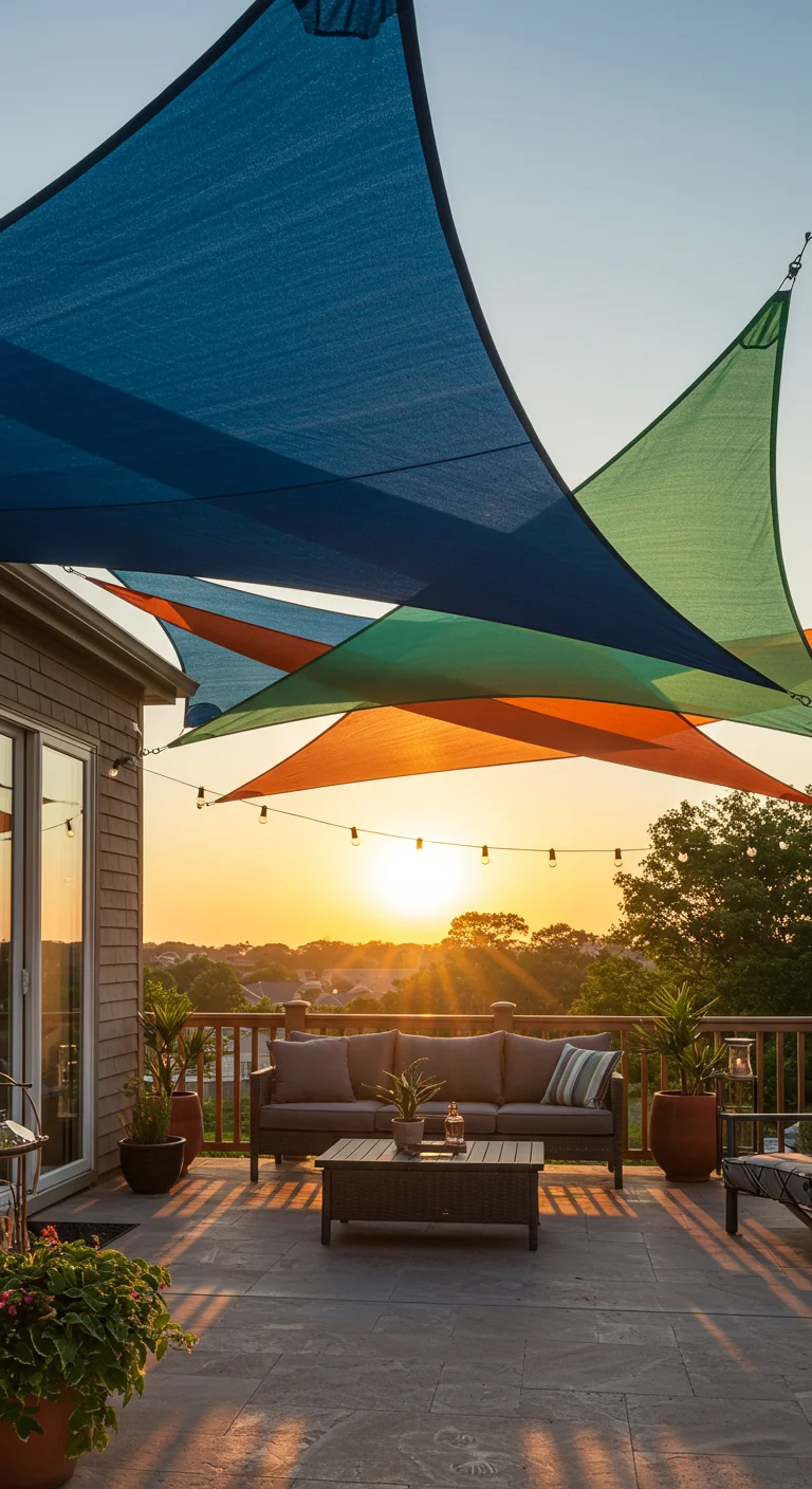 10. Shade Sails: Angular Artistry Above Your Patio