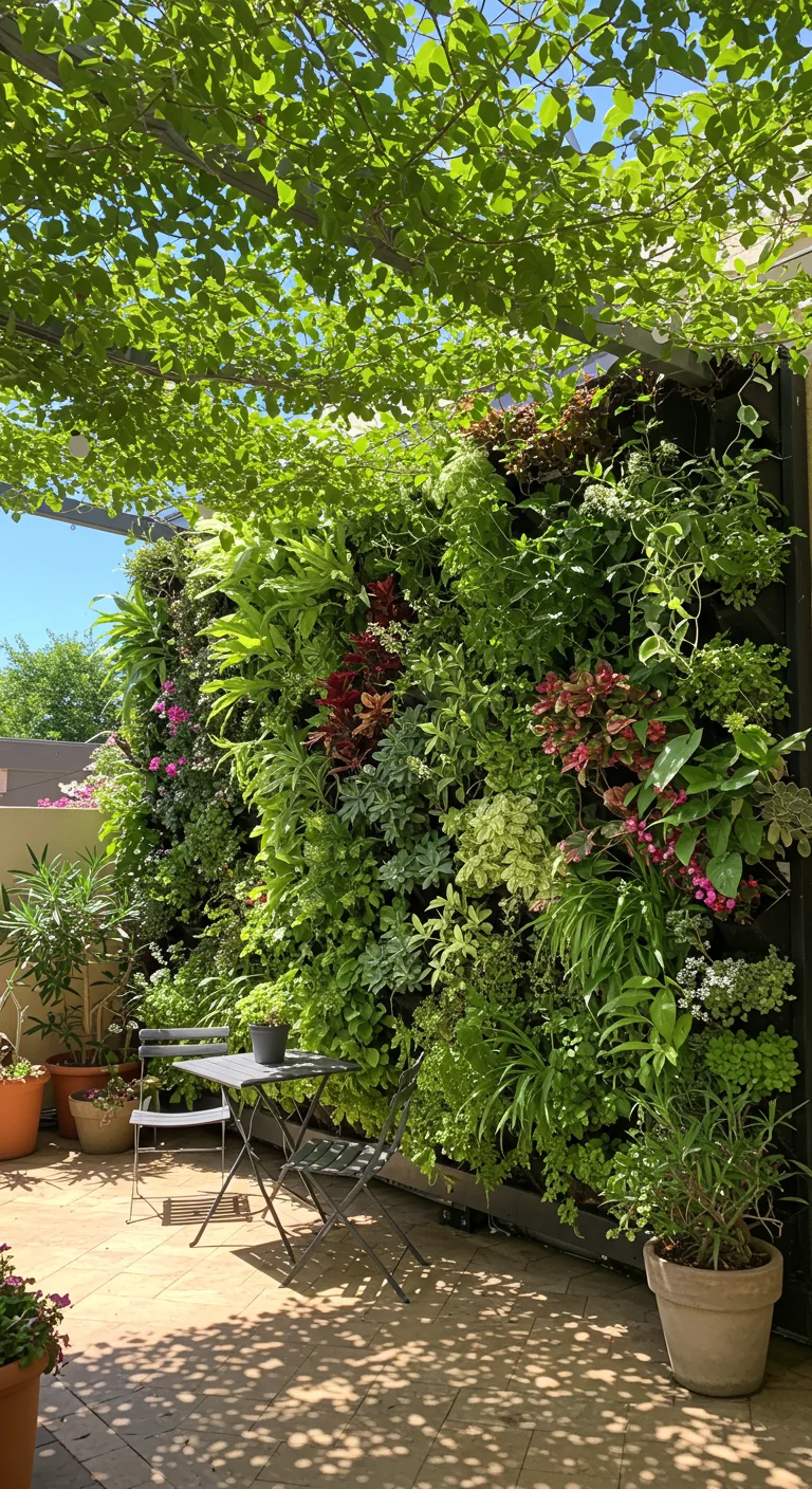 13. Living Walls: Vertical Gardens as Natural Shade