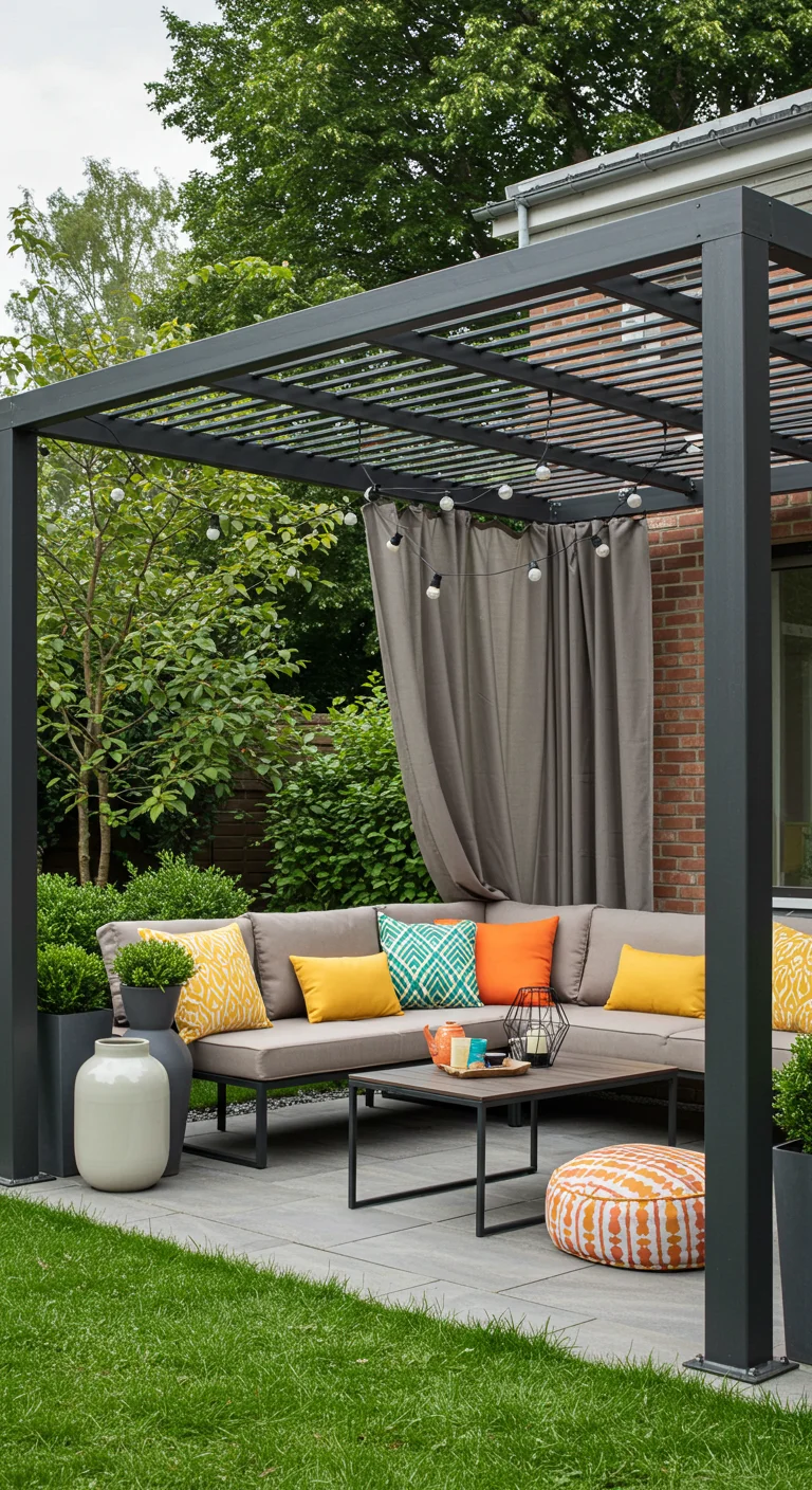 14. Metal Structures: Industrial Flair for Modern Patios