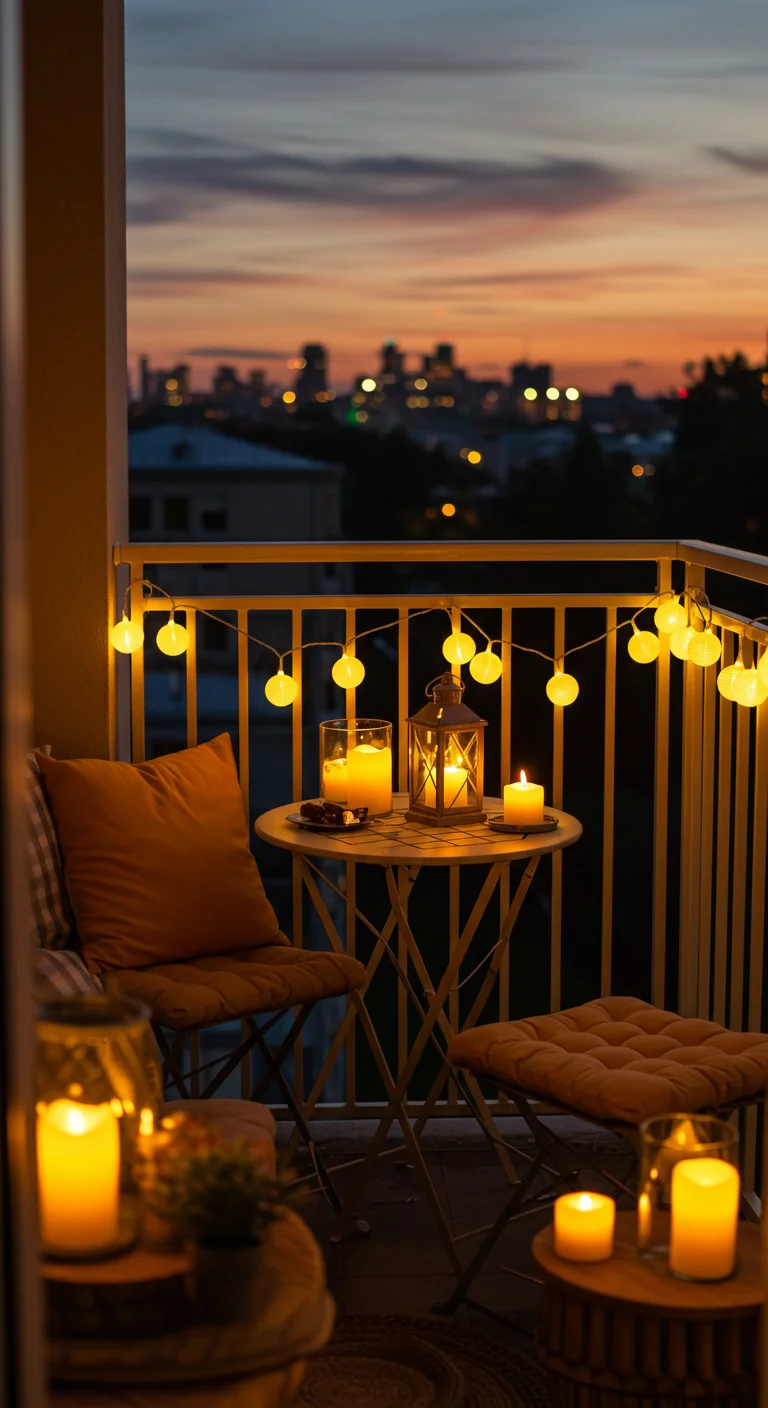 6. Mood Lighting: Illuminate Your Balcony for Evening Comfort