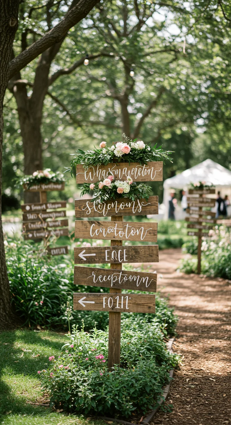 2. Rustic Wooden Signs: Guiding Guests with Charm