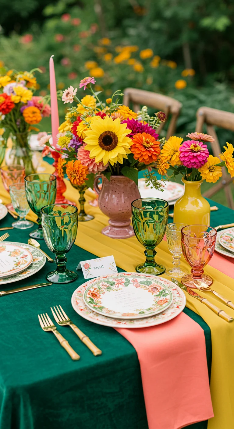 10. Colorful Table Settings: Vibrant Garden Palettes