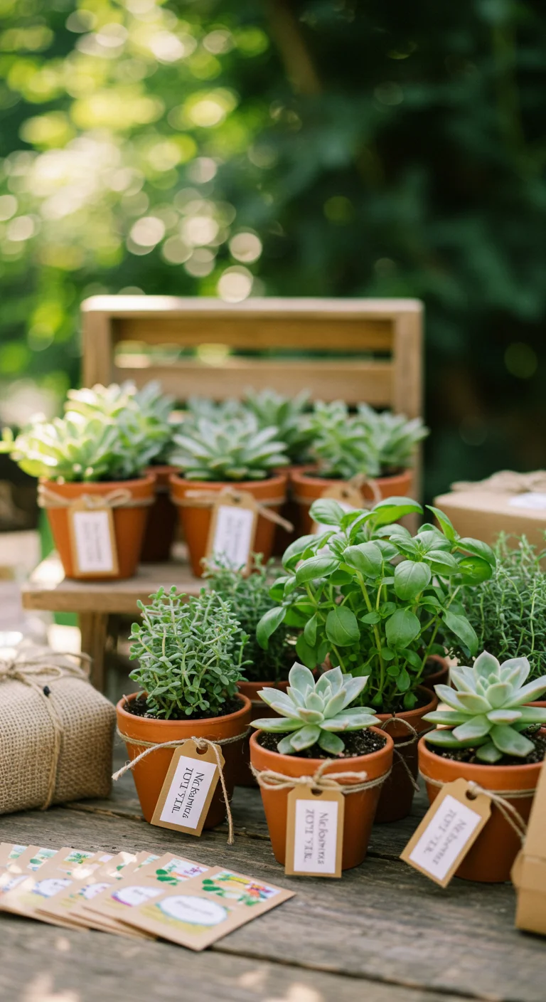 15. Handcrafted Favors: Personalized Garden Gifts