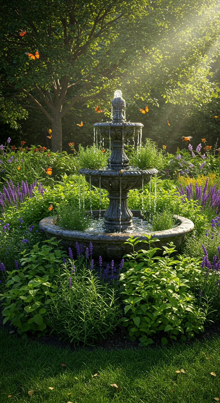 13. Herbal Infusion Fountains: Water Features with a Twist