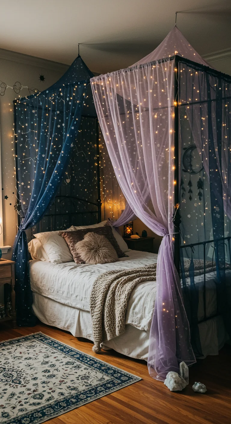 2. Celestial Canopies: Dreamy Bed Drapes