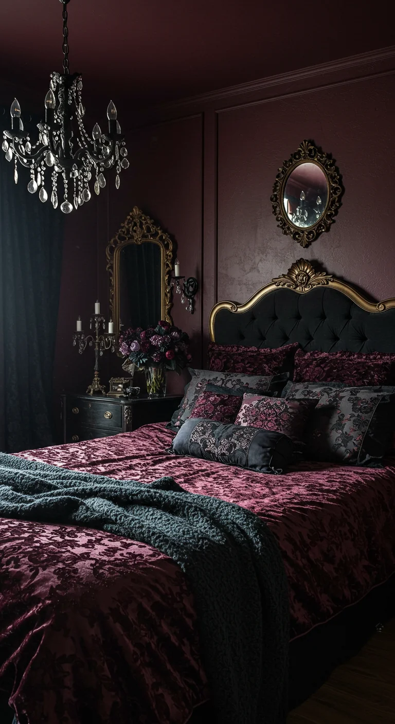 13. Gothic Glam: Dark Elegance in Bedroom Design