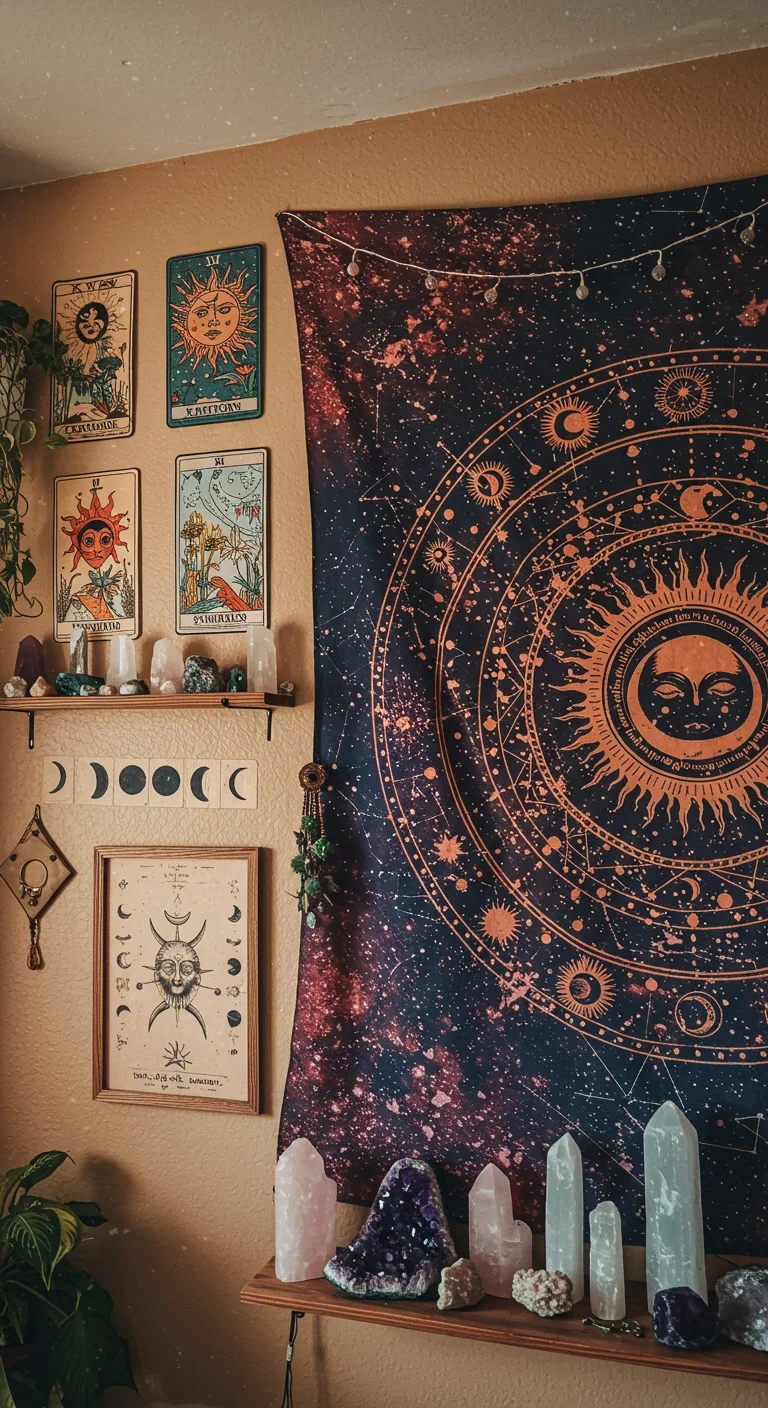 3. Mystical Wall Art: Tapestries, Prints, and Crystals