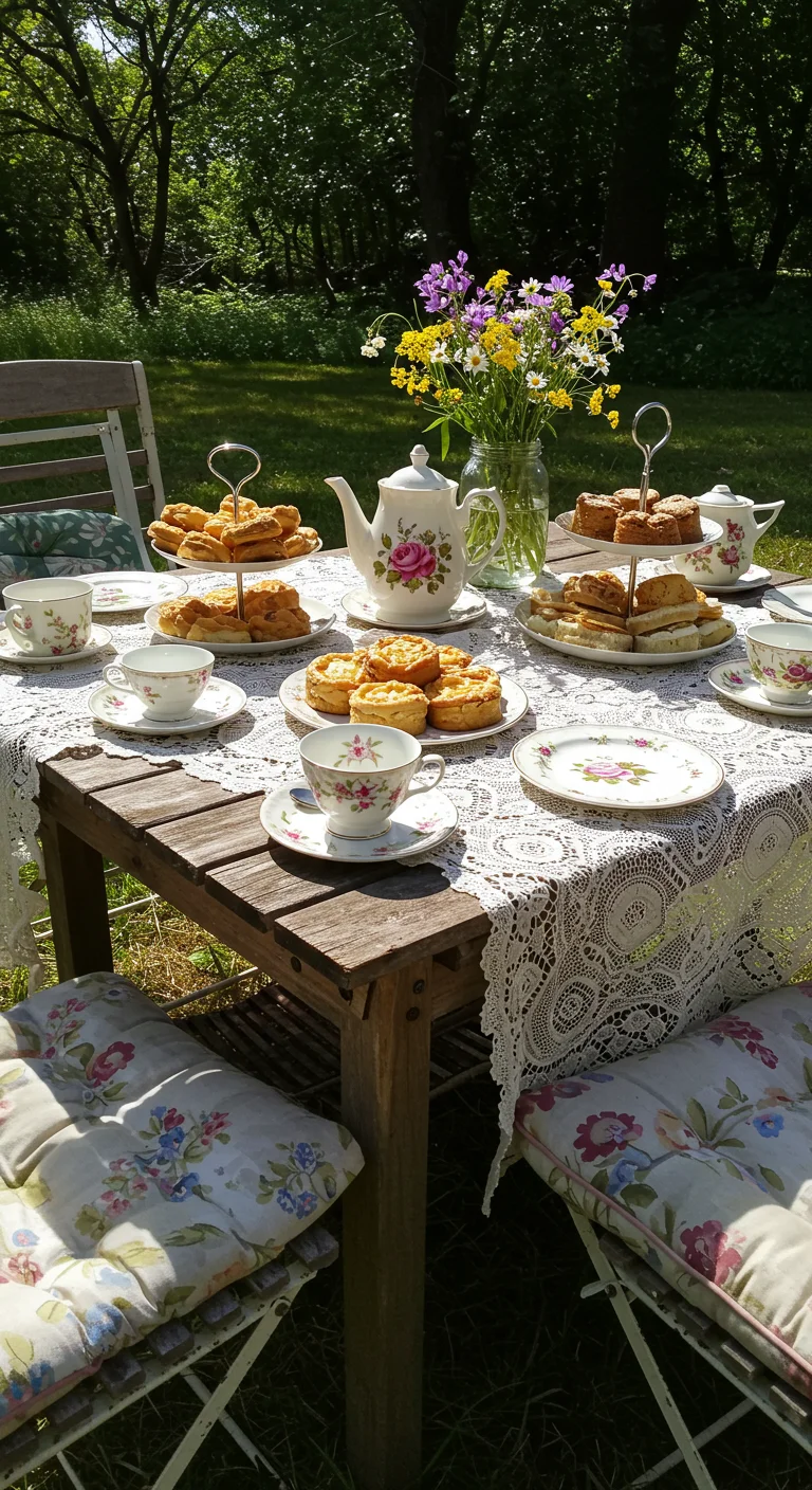 15. Vintage Tea Sets: Hosting Enchanting Outdoor Gatherings