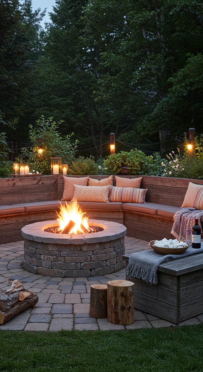 8. Cozy Seating: Incorporating Built-In Benches Around the Fire