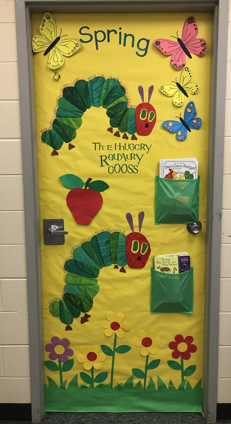 9. Springtime Stories: Book-Themed Door Displays