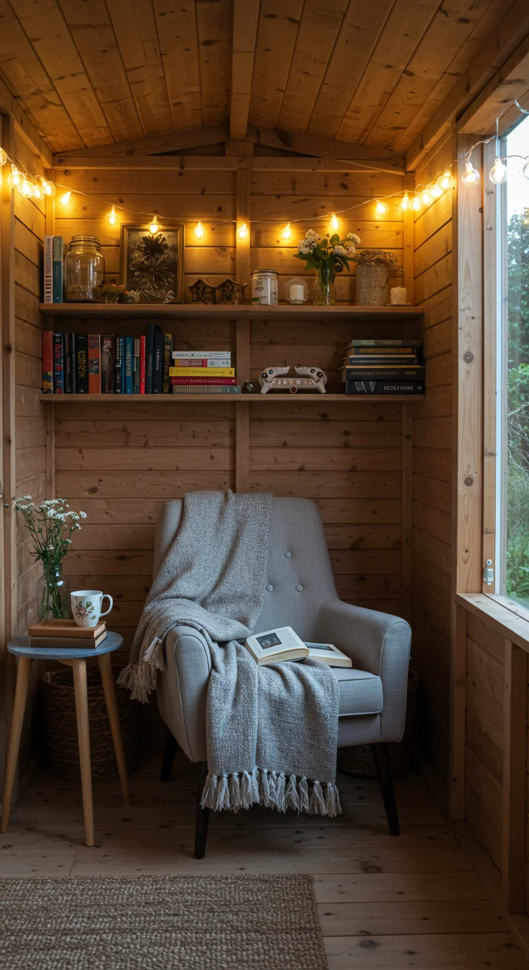 2. Cozy Corner Retreat: Designing a Reading Nook in Your Shed