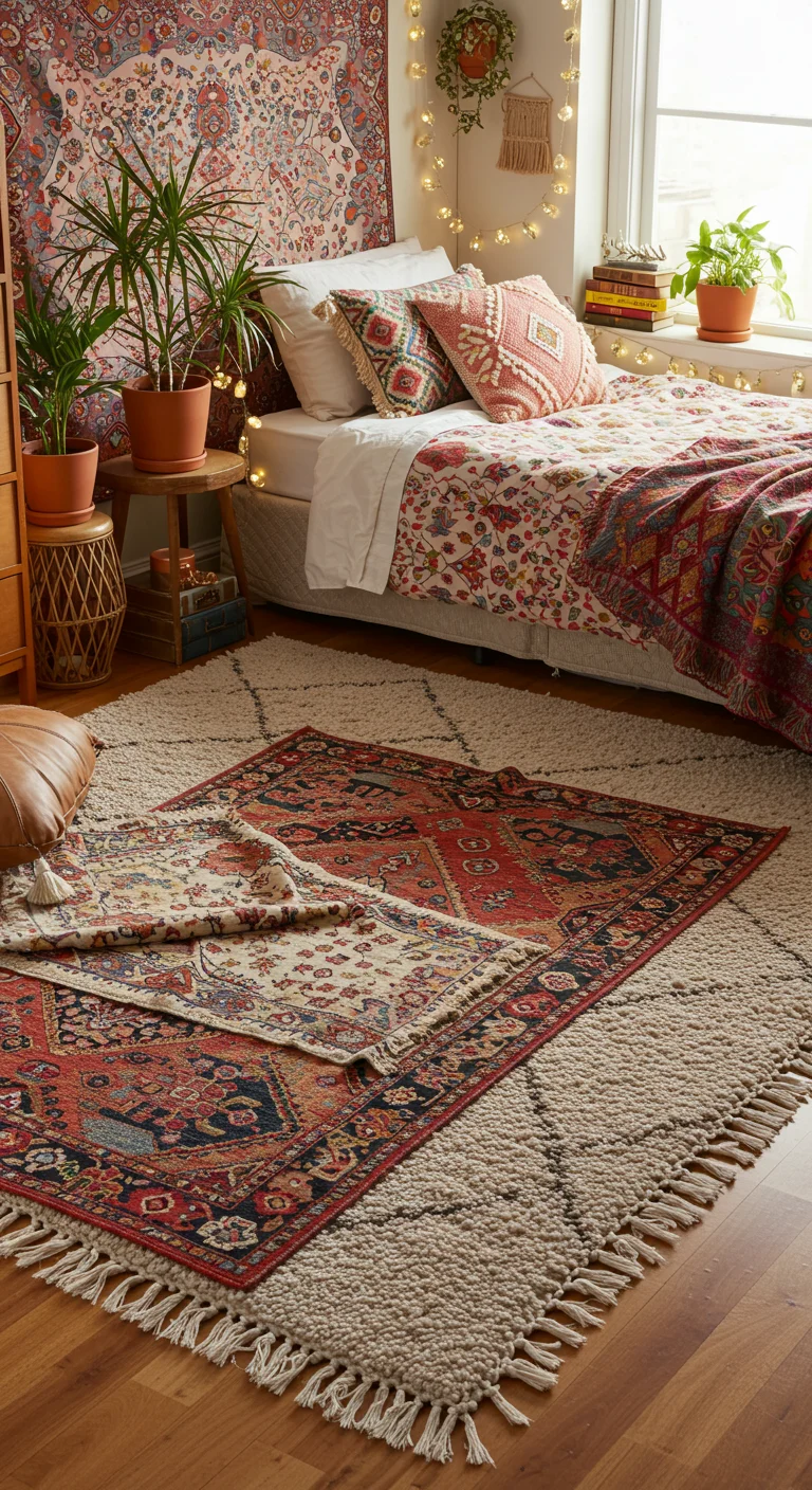7. Layered Rugs: Adding Texture and Warmth