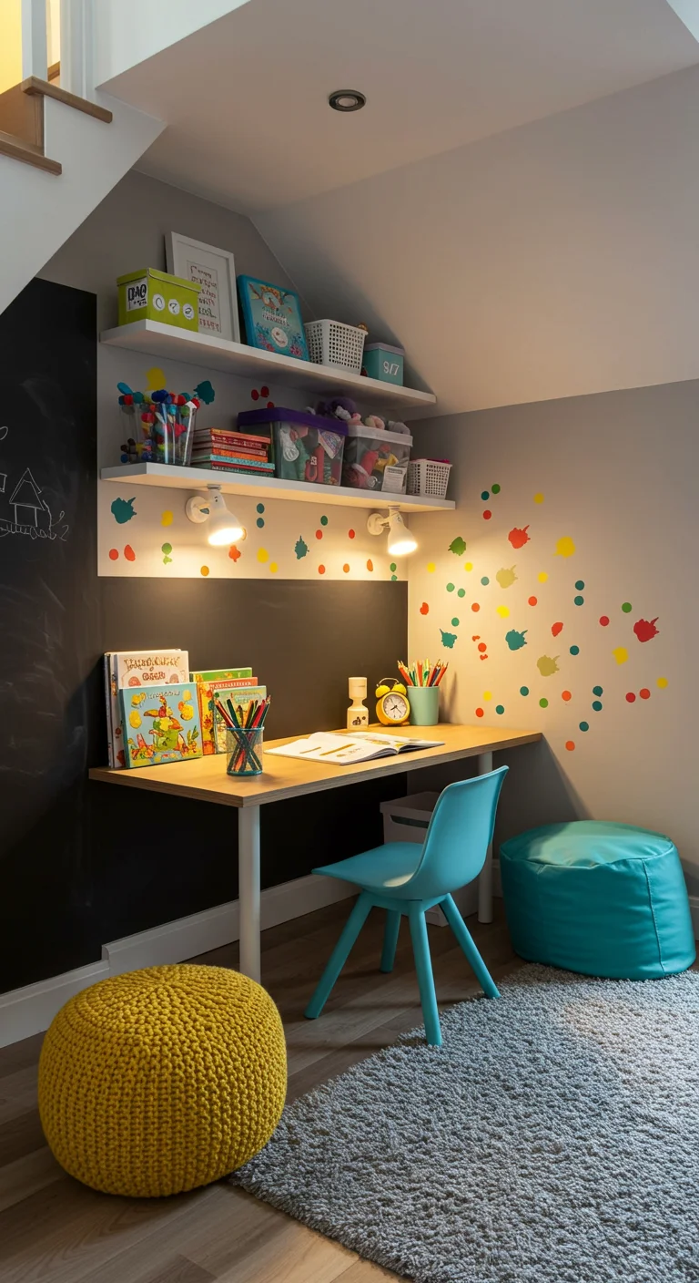 11. Kids' Corner: Fun and Functional Under-Stairs Study Spaces for Children