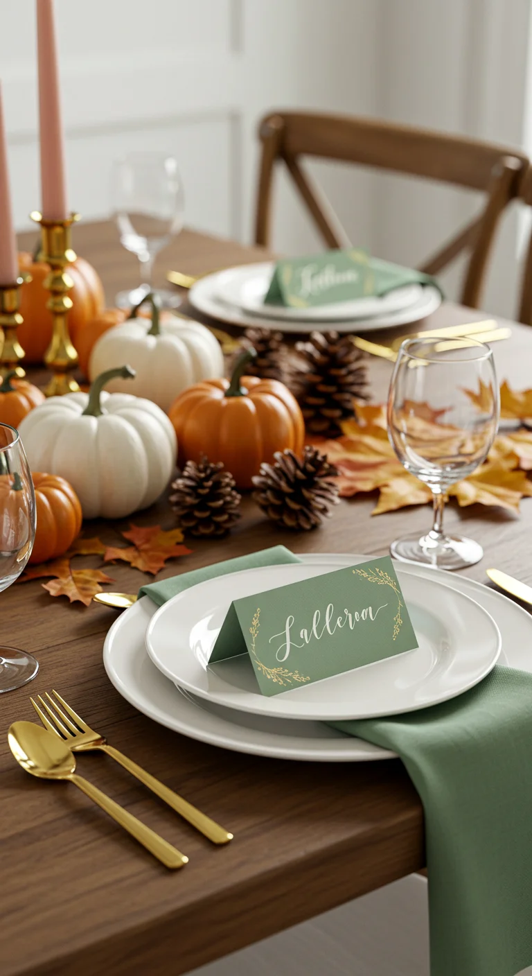 8. Personalized Place Settings: Custom Sage Green Name Cards