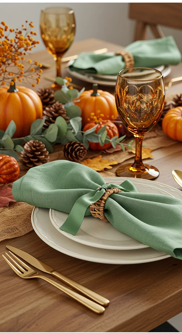 16. Whimsical Details: Adding Sage Green Accents in Napkin Rings