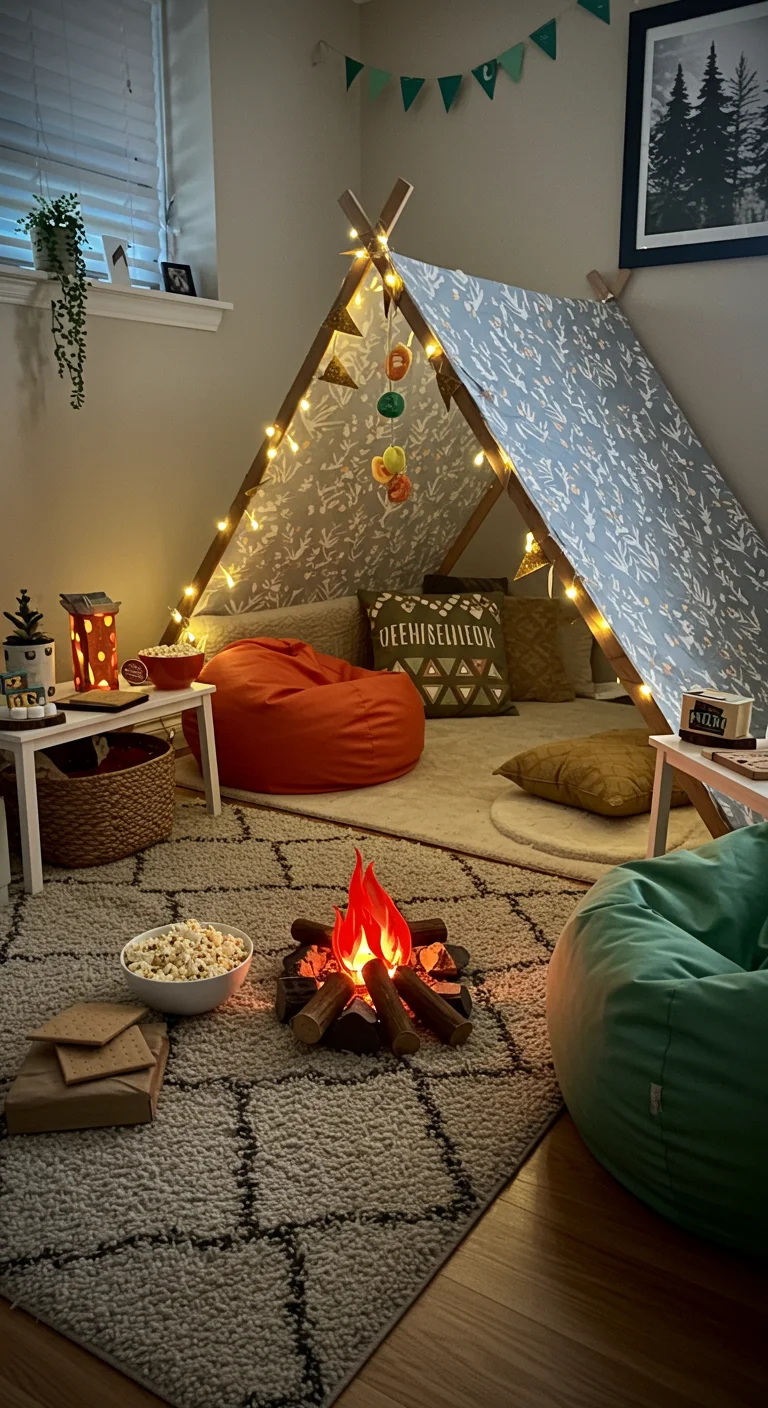 2. Cozy Campfire Vibes: Create an Indoor Camping Experience