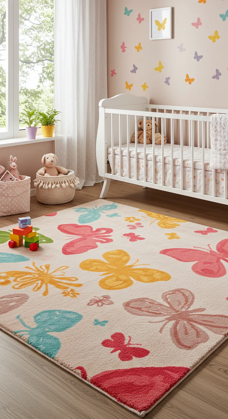 8. Butterfly-Inspired Rugs: Soft Landing for Tiny Feet