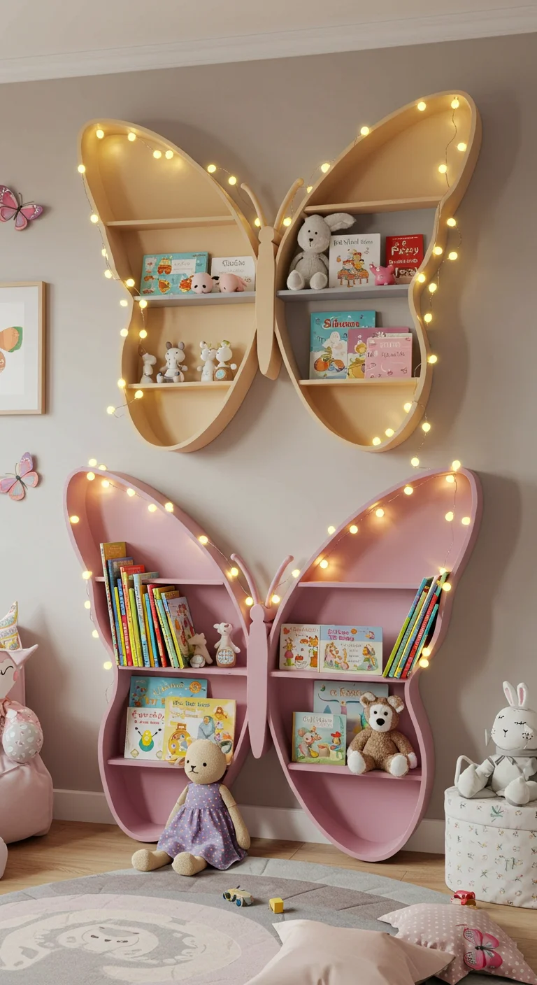 10. Butterfly Bookshelves: Storing Stories with a Touch of Magic