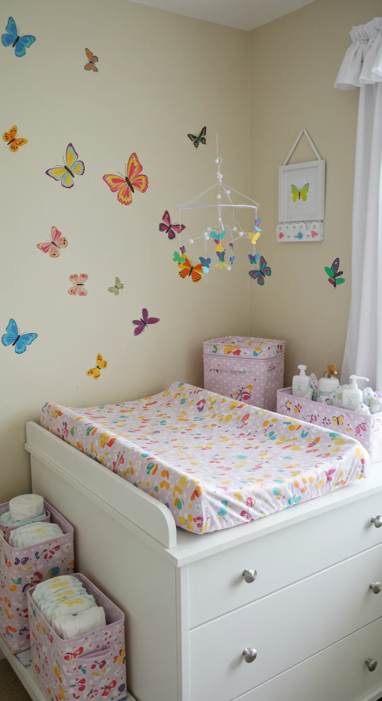 17. Butterfly-Themed Change Table: Changing Time Made Fun