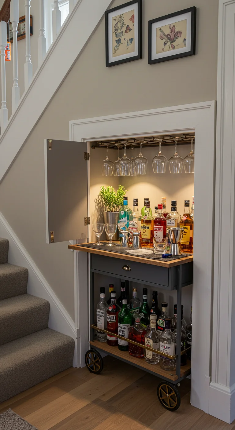 11. Hidden Bar Cart: A Sneaky Spot for Cocktails